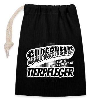 Superheld, clever getarnt als Tierpfleger - Verschließbarer Geschenkbeutel aus Baumwolle (14x20cm) - Schwarz - Vorne