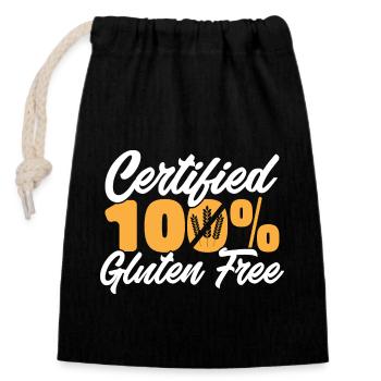 Glutenfrei Gluten Intoleranz - Verschließbarer Geschenkbeutel aus Baumwolle (14x20cm) - Schwarz - Vorne
