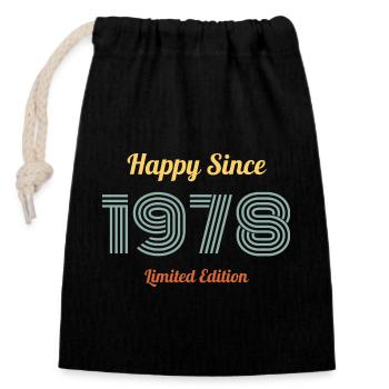 HAPPY SINCE 1978 LIMITED EDITION Birthday gift - Closable cotton gift bag (14x20cm) - black - Front