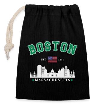 Boston Massachusetts Vintage Travel - Closable cotton gift bag (14x20cm) - black - Front