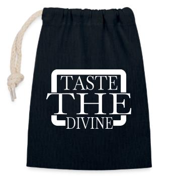 flavor taste sensations culinary bliss jokes - Closable cotton gift bag (14x20cm) - navy - Front