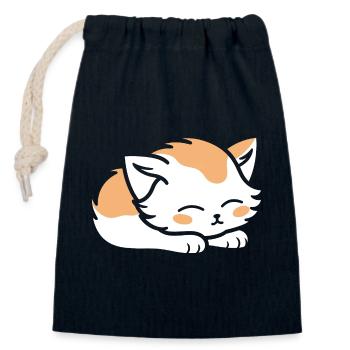 Baby Schlafende Katze - Verschließbarer Geschenkbeutel aus Baumwolle (14x20cm) - Navy - Vorne