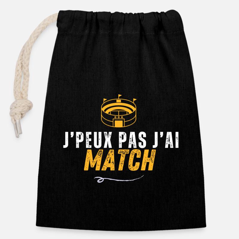 Je peux pas j'ai match - Sac cadeau en coton avec cordon (14 x 20 cm) - noir