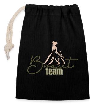 Team bride - Verschließbarer Geschenkbeutel aus Baumwolle (14x20cm) - Schwarz - Vorne