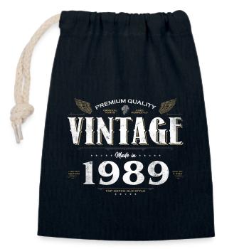 35 ans vintage 1989 édition limitée 35ème - Sac cadeau en coton avec cordon (14 x 20 cm) - bleu marine - Devant