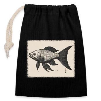 Goldfish - Closable cotton gift bag (14x20cm) - black - Front