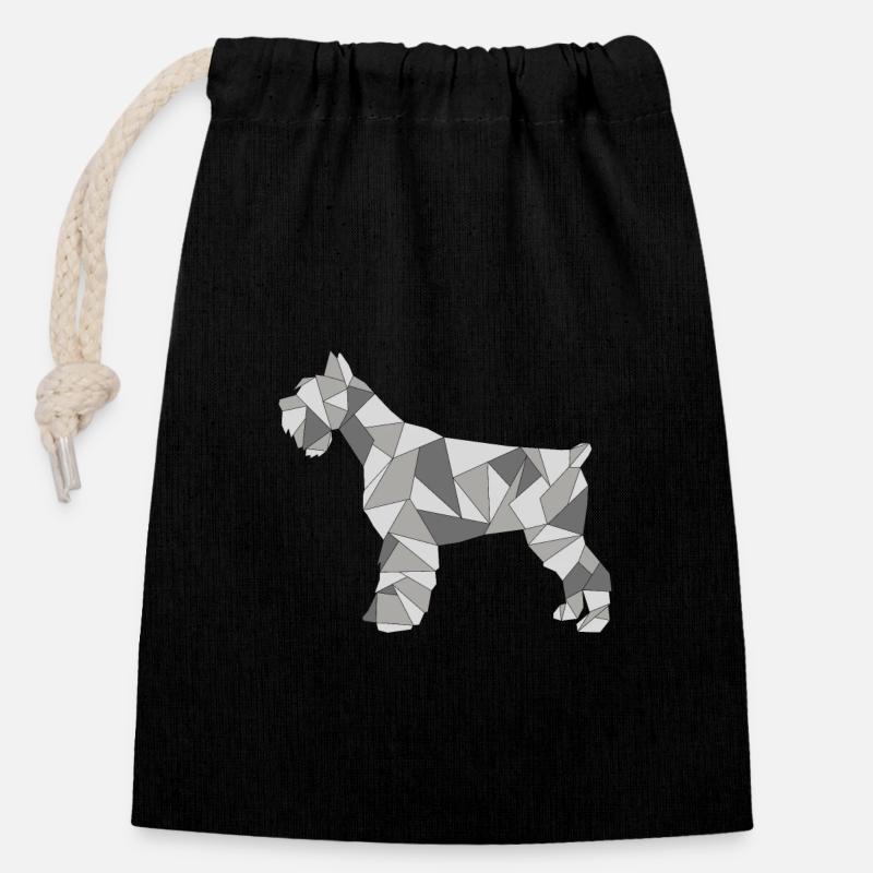 GEOMETRIC SCHNAUZER gris - Sac cadeau en coton avec cordon (14 x 20 cm) - noir