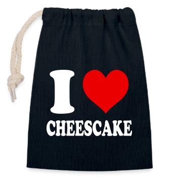 Ich liebe Cheescake Herz Lustig Witzig - Verschließbarer Geschenkbeutel aus Baumwolle (14x20cm) - Navy - Vorne