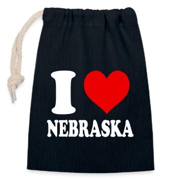 I Love Nebraska Heart Funny Witty - Closable cotton gift bag (14x20cm) - navy - Front