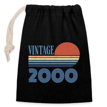 Vintage 2000 - Closable cotton gift bag (14x20cm) - black - Front