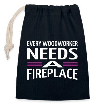 apprentice present chop wood awesome forest work - Closable cotton gift bag (14x20cm) - navy - Front