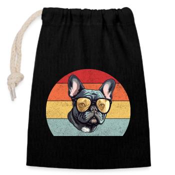 Bouledogue français - Sac cadeau en coton avec cordon (14 x 20 cm) - noir - Devant