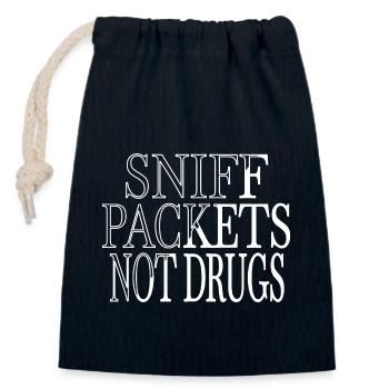 citation de sécurité de l’information présente génial - Sac cadeau en coton avec cordon (14 x 20 cm) - bleu marine - Devant