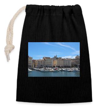 Notre Dame de la Garde in Marseille, Frankreich - Verschließbarer Geschenkbeutel aus Baumwolle (14x20cm) - Schwarz - Vorne