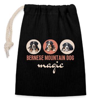 Berner Sennenhund Zauber - Verschließbarer Geschenkbeutel aus Baumwolle (14x20cm) - Schwarz - Vorne