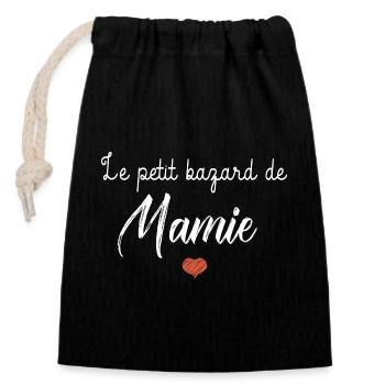 Cadeau mamie le petit bazard de mamie - Sac cadeau en coton avec cordon (14 x 20 cm) - noir - Devant