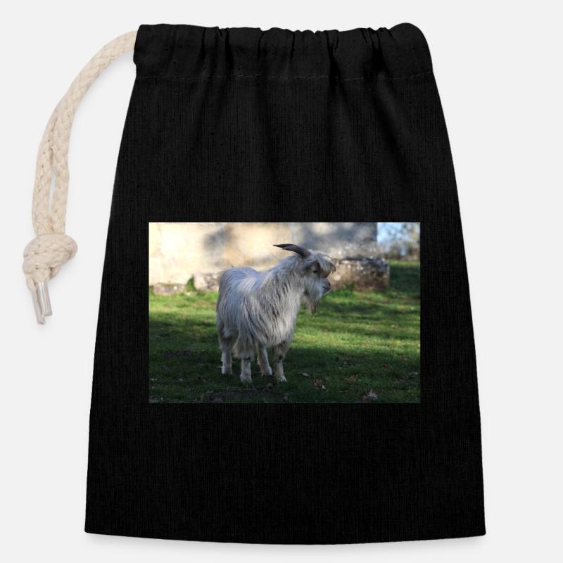 Chèvre sauvage - Sac cadeau en coton avec cordon (14 x 20 cm) - noir