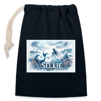 Selkie and the Lighthouse - Closable cotton gift bag (14x20cm) - navy - Front