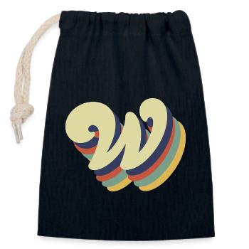 Retro-Brief w - Verschließbarer Geschenkbeutel aus Baumwolle (14x20cm) - Navy - Vorne