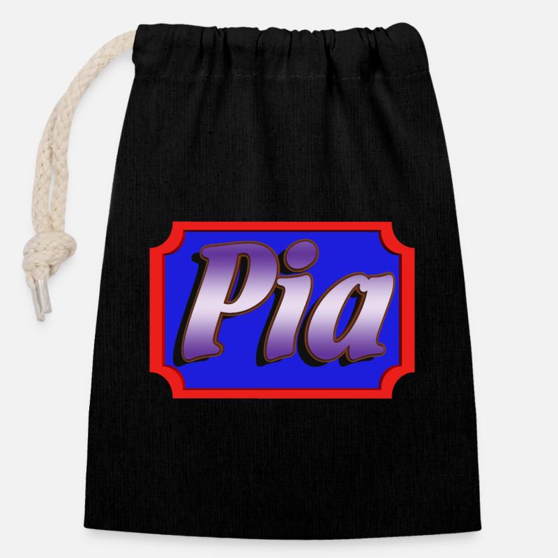 PIA2 - Sac cadeau en coton avec cordon (14 x 20 cm) - noir