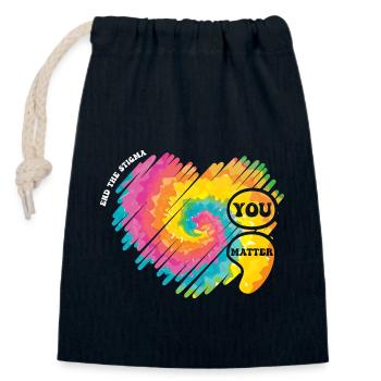 Mental Health Matters - Semicolon Mental Health - Closable cotton gift bag (14x20cm) - navy - Front