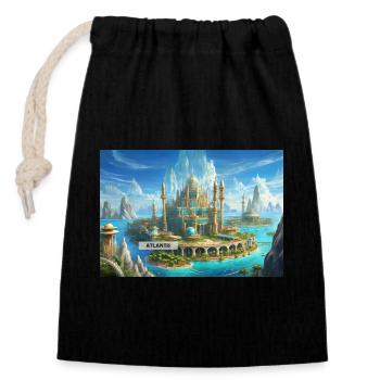 de beaux lieux mythiques – L’Atlantide avant la catastrophe - Sac cadeau en coton avec cordon (14 x 20 cm) - noir - Devant