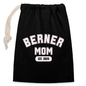 Bernese Mountain Dog Modern Dog Mom - Closable cotton gift bag (14x20cm) - black - Front