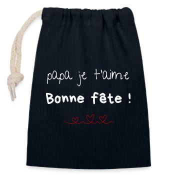 Daddy I Love You Happy Father's Day Gift Party - Closable cotton gift bag (14x20cm) - navy - Front