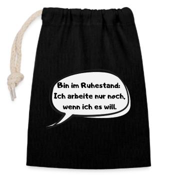 Ruhestand - Verschließbarer Geschenkbeutel aus Baumwolle (14x20cm) - Schwarz - Vorne