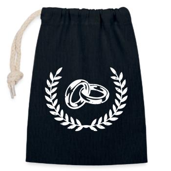 White Wedding Rings - Closable cotton gift bag (14x20cm) - navy - Front