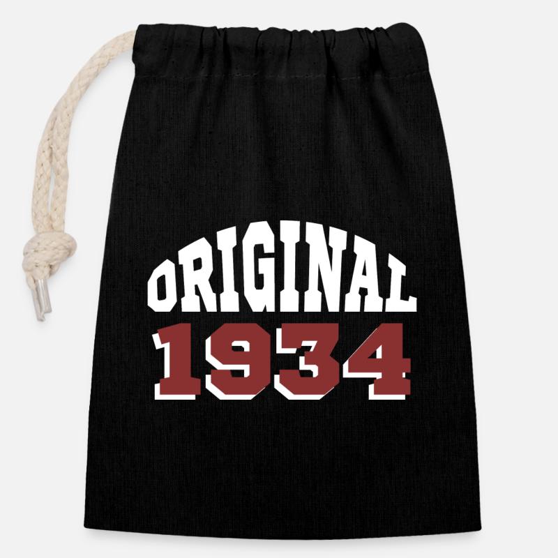 Original 1934 - Sac cadeau en coton avec cordon (14 x 20 cm) - noir