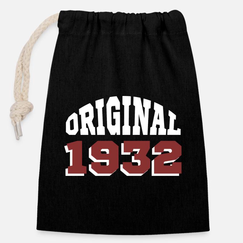 Original 1932 - Sac cadeau en coton avec cordon (14 x 20 cm) - noir