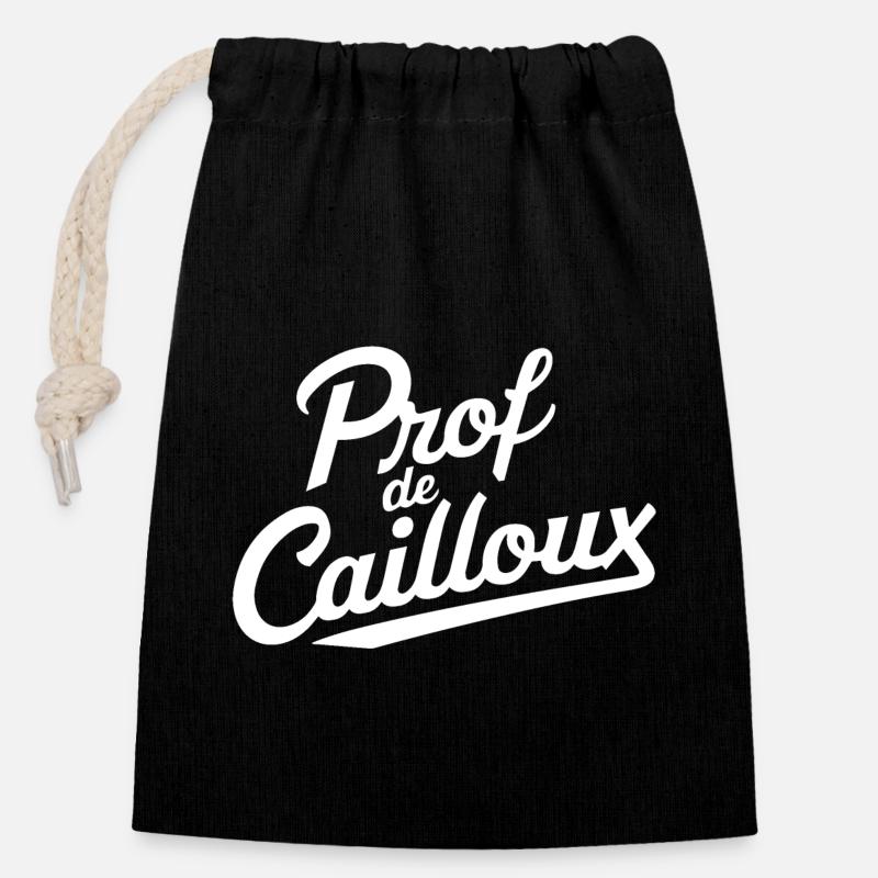 Prof de cailloux - Sac cadeau en coton avec cordon (14 x 20 cm) - noir