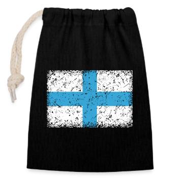 Drapeau de Marseille - Sac cadeau en coton avec cordon (14 x 20 cm) - noir - Devant