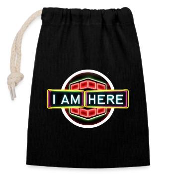 I Am Here - Cheeky, Funny, Narcissistic Tee Design - Closable cotton gift bag (14x20cm) - black - Front