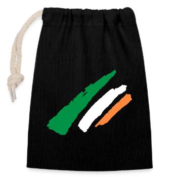 Ireland Flag - Vintage - Closable cotton gift bag (14x20cm) - black - Front