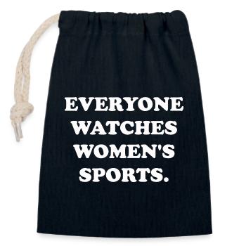 Tout le monde regarde les sports féminins - Sac cadeau en coton avec cordon (14 x 20 cm) - bleu marine - Devant