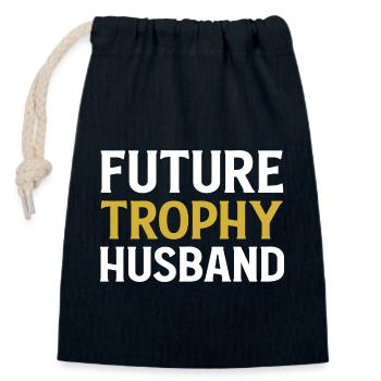 Future Trophy Husband Funny Husband To Be - Verschließbarer Geschenkbeutel aus Baumwolle (14x20cm) - Navy - Vorne