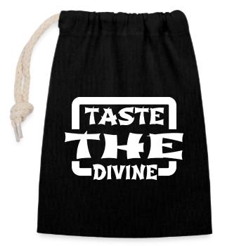 Idée cadeau plaisir culinaire humour saveurs diverses - Sac cadeau en coton avec cordon (14 x 20 cm) - noir - Devant