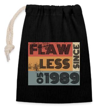 35e anniversaire Impeccable depuis 05/1989 - Sac cadeau en coton avec cordon (14 x 20 cm) - noir - Devant