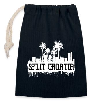 Split croatia football soccer dalmatia tourism - Closable cotton gift bag (14x20cm) - navy - Front