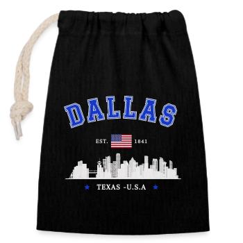 Dallas, Texas, gegründet 1841 - Verschließbarer Geschenkbeutel aus Baumwolle (14x20cm) - Schwarz - Vorne