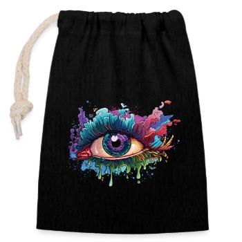 L’art de l’œil - Sac cadeau en coton avec cordon (14 x 20 cm) - noir - Devant