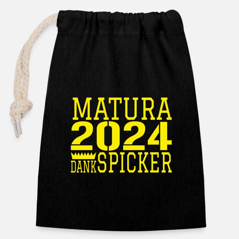 Matura funny sayings - Closable cotton gift bag (14x20cm) - black