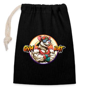 GYM RAT - Sac cadeau en coton avec cordon (14 x 20 cm) - noir - Devant