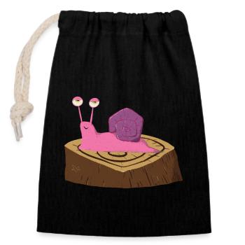 Ricardo l’escargot rigolo - Sac cadeau en coton avec cordon (14 x 20 cm) - noir - Devant