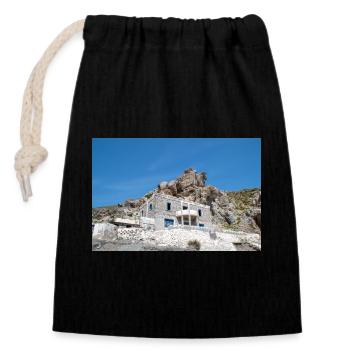 place perdue Empros Therme à Therma Springs - Sac cadeau en coton avec cordon (14 x 20 cm) - noir - Devant