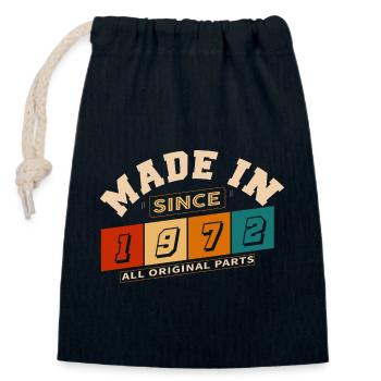Made in 1972 anniversaire 52 ans - Sac cadeau en coton avec cordon (14 x 20 cm) - bleu marine - Devant