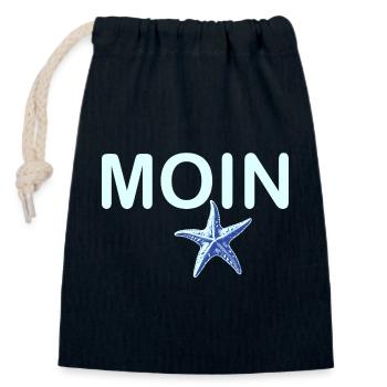 Hello with Starfish - Closable cotton gift bag (14x20cm) - navy - Front