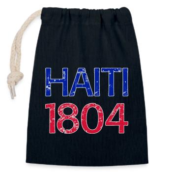 HAITI 1804 FONT IN COLORS OF THE NATIONAL FLAG - Closable cotton gift bag (14x20cm) - navy - Front